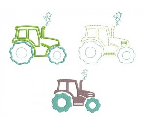 Stickdatei - Traktor Set Doodle, Füllstich & Appli